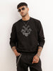 Regular Fit Foil Printed Sweatshirt | Black
