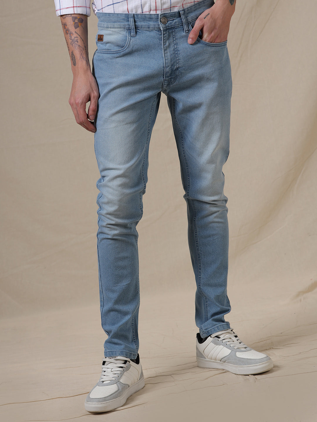 Light Blue Tapered Fit Jeans