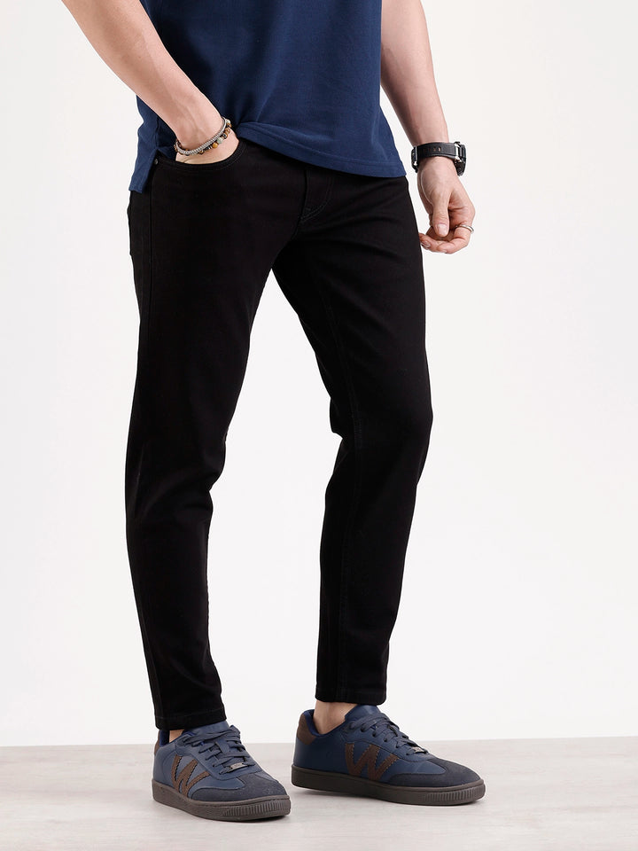 Solid Slim Fit Denim Jeans  | Black