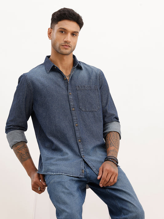 Classic Regular Fit Denim Shirt | Blue