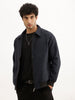 Classic Regular Fit Herringbone Brushed Jacket | Navy Blue