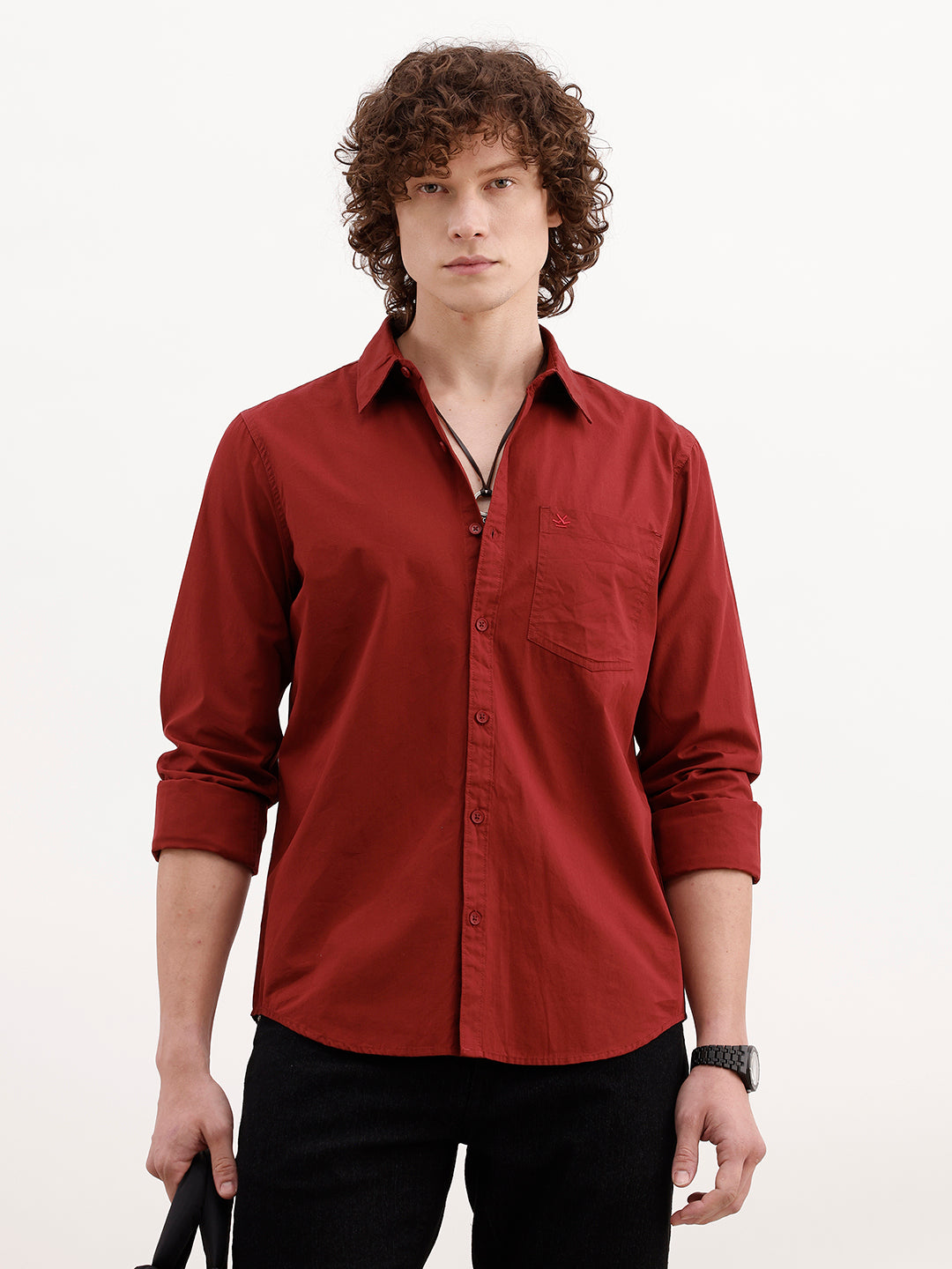 Solid Slim Fit Shirt | Maroon