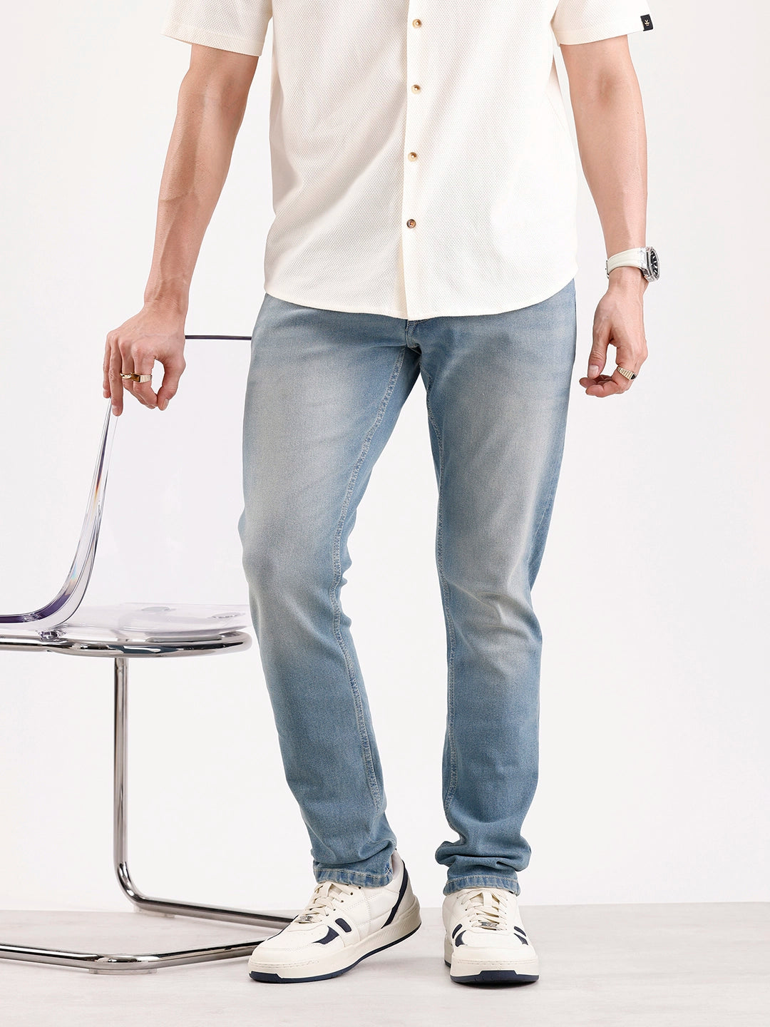 Faded Slim Fit Denim Jeans   |  Blue