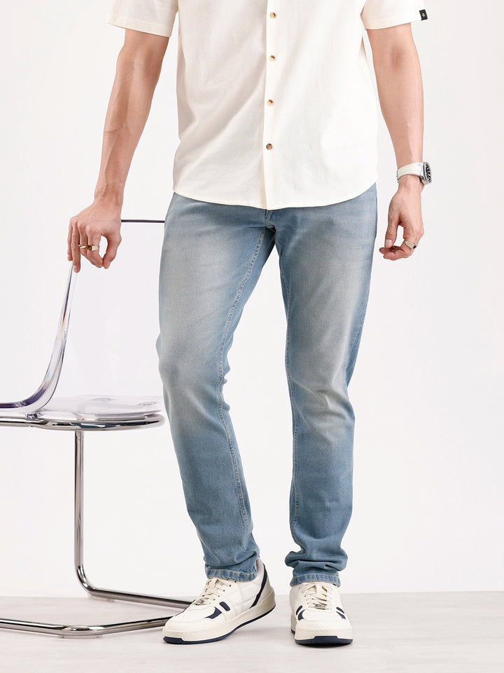 Faded Slim Fit Denim Jeans   |  Blue