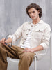Cotton Slub Overshirt In Regular Fit | Beige
