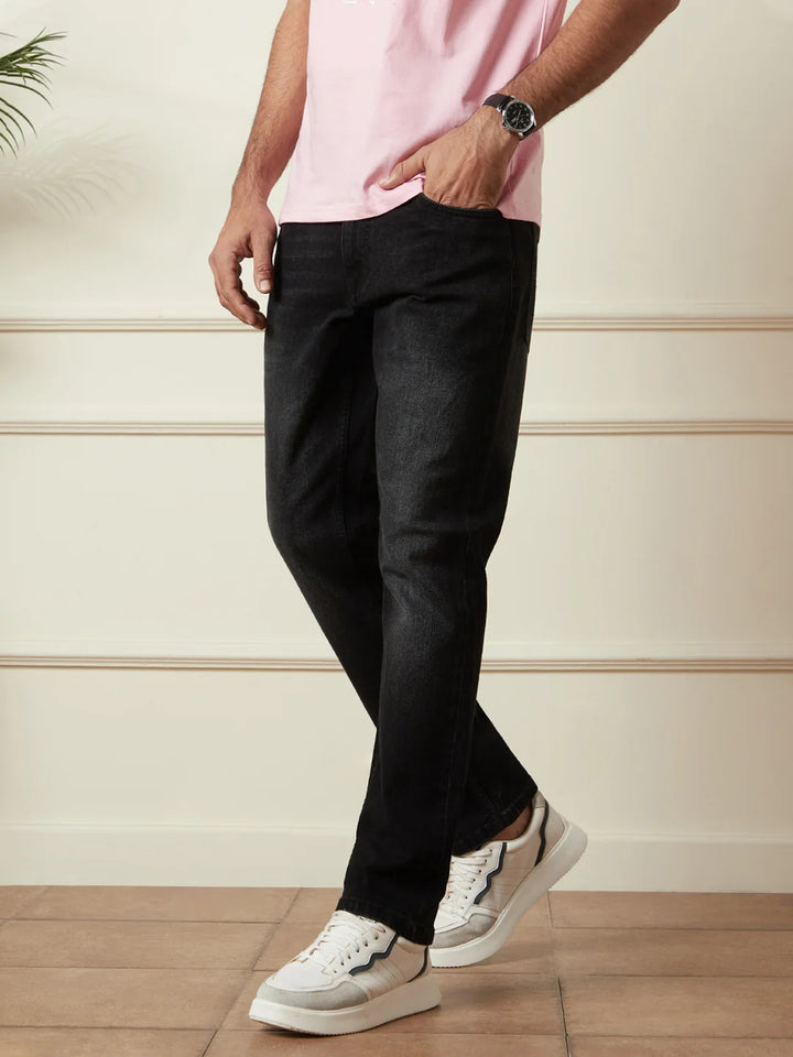 Light Fade Straight Fit Jeans | Black