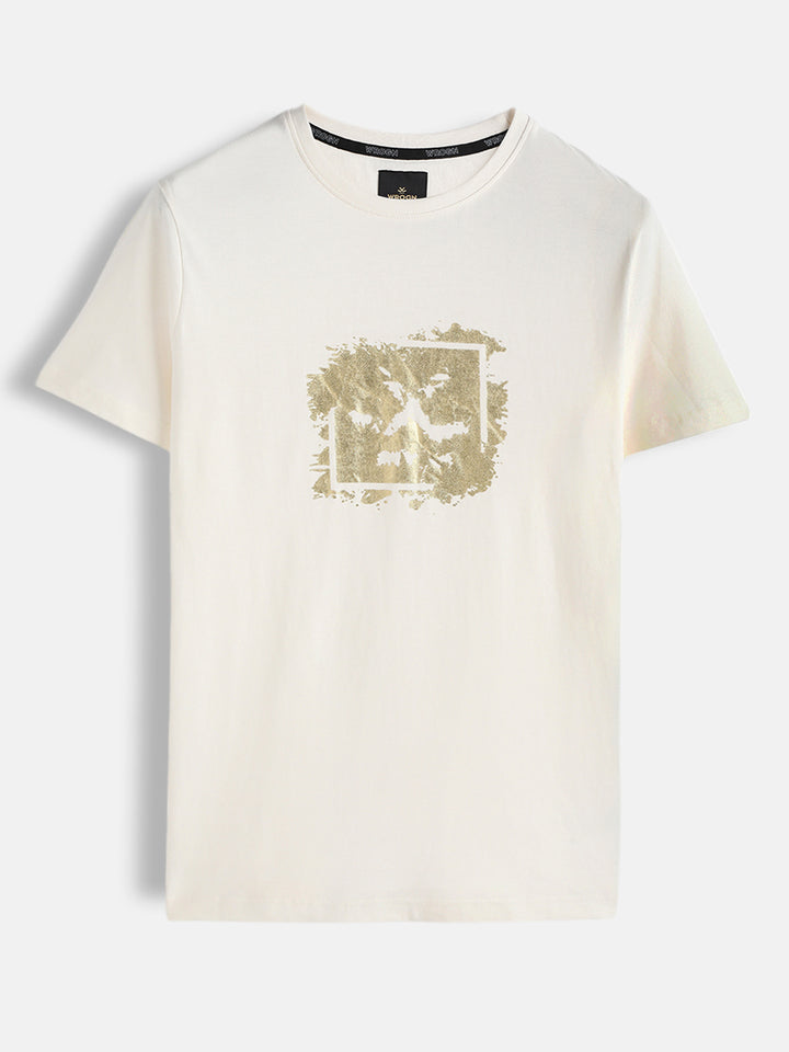 Foil Print Slim Fit T-Shirt | Off White
