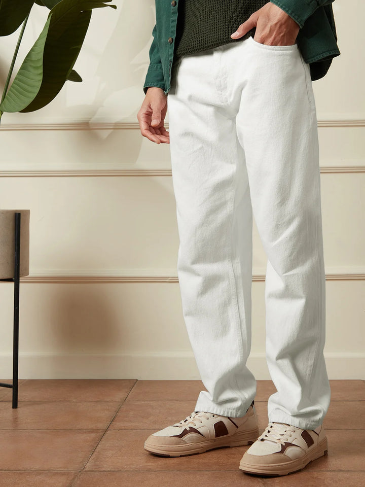 Solid Anti Fit Jeans | White