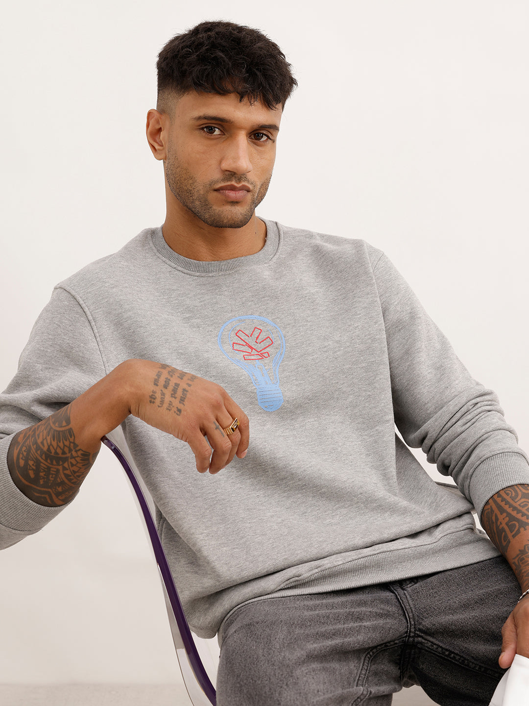 Classic Comfort Fit Printed Sweatshirt | Grey