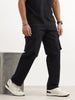 Solid Loose Fit Cargo Trouser | Black