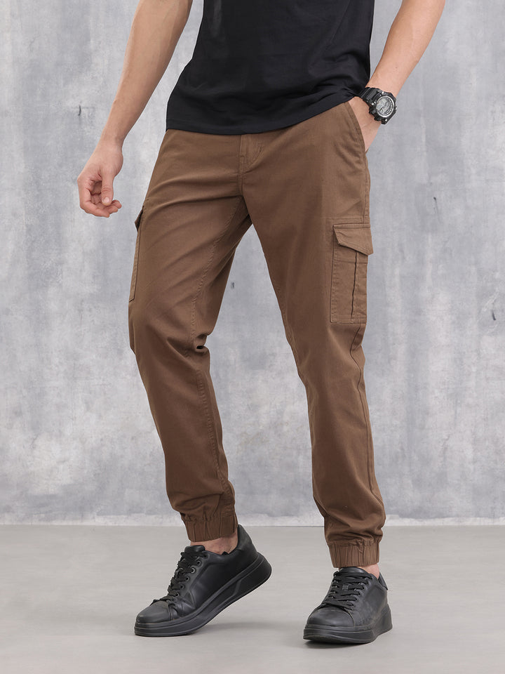 Cotton Stretch Cargo Jogger I Brown