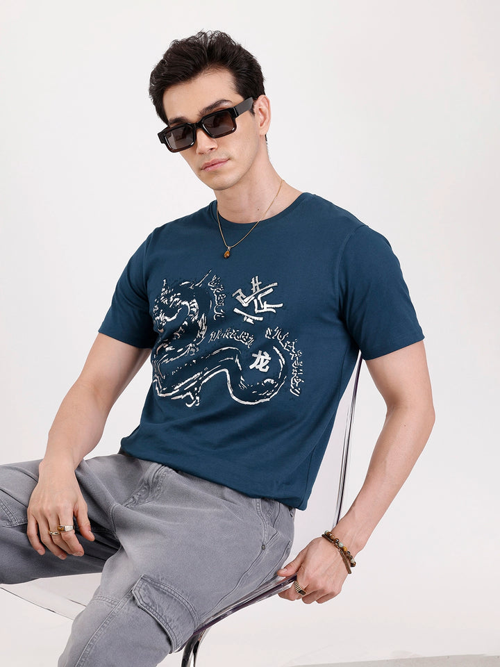 Casual Foil Printed T-Shirt   |  Teal