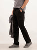 Solid Straight Fit Cargo Trouser | Black