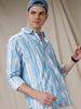 Abstract Stripes Blue AOP Shirt