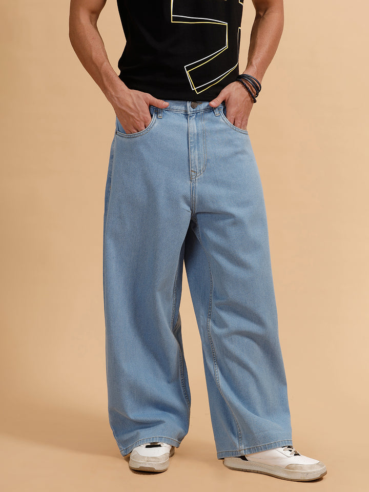 Casual Baggy Fit Jeans | Light Blue