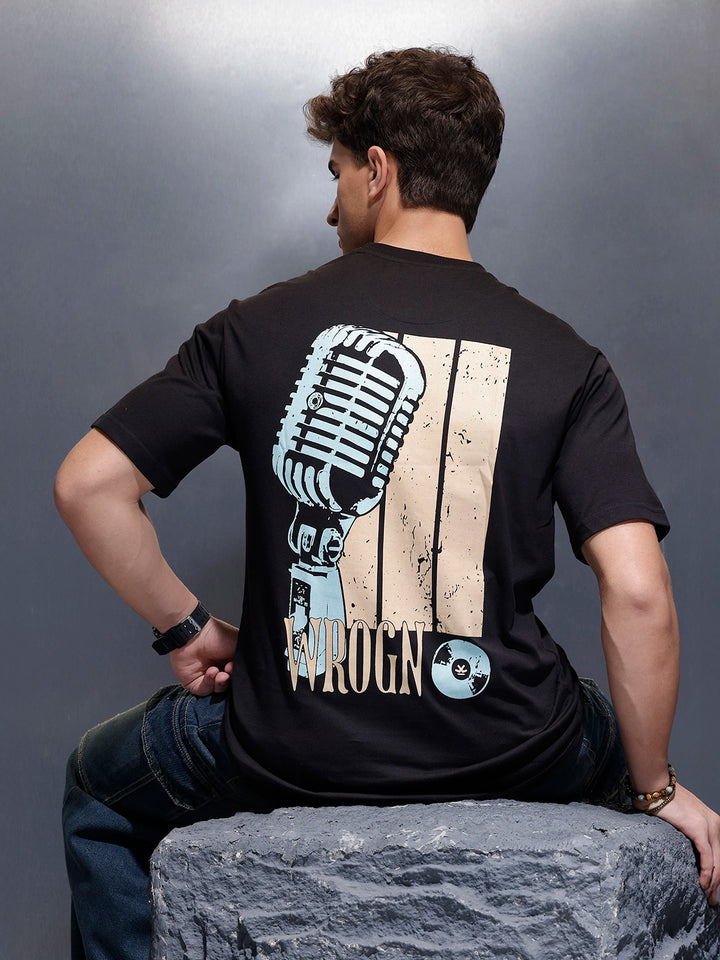 Casual Back Printed Oversized T-Shirt  | Black