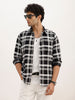 Slim Fit Checkered Full Sleeve Shirt | Black