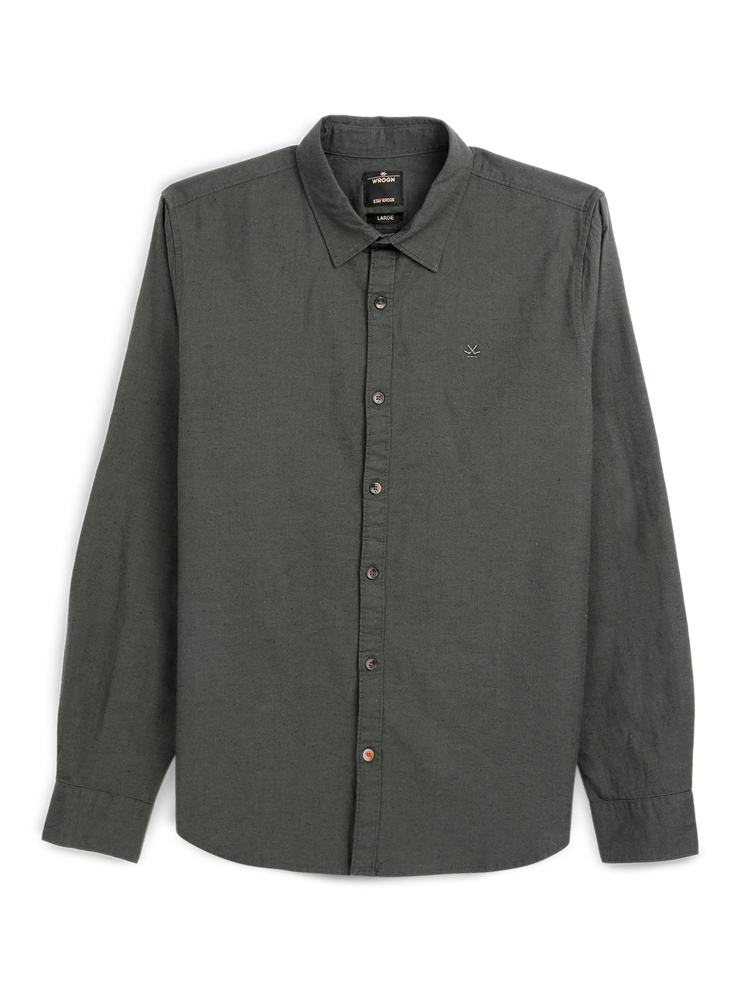 Solid Olive Cotton Linen Shirt