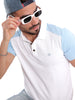 Classic White Colour Block Polo T-Shirt