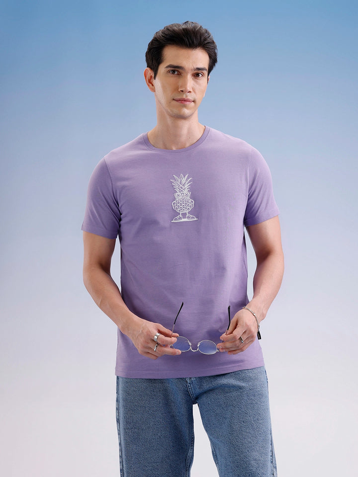 Slim Fit Classic Embroidered T-Shirt  | Purple