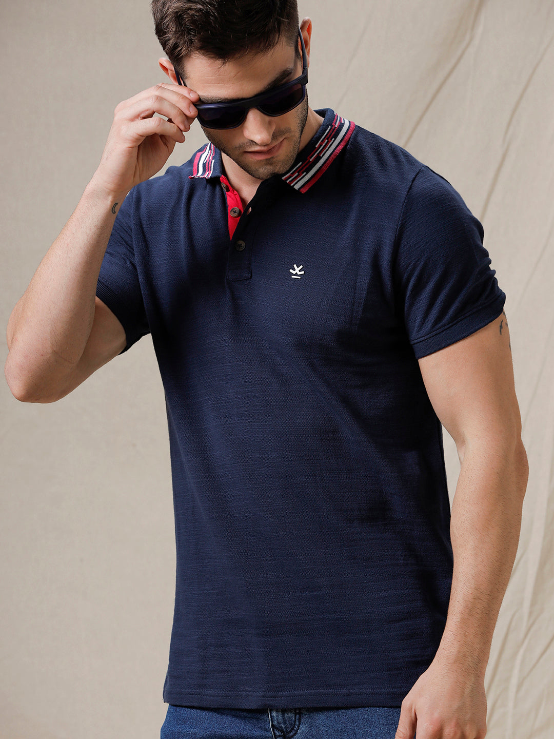 Contrast Collar Slim Fit Polo T-Shirt