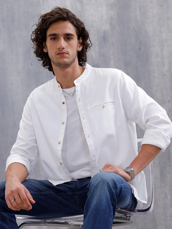 Buy Chinese Collar Shirt | Mandarin Collar Shirt | Wrogn Buy Chinese Collar Shirt | Mandarin Collar Shirt | Wrogn