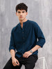 Regular Fit 100% Cotton Solid Shirt | Dark Blue