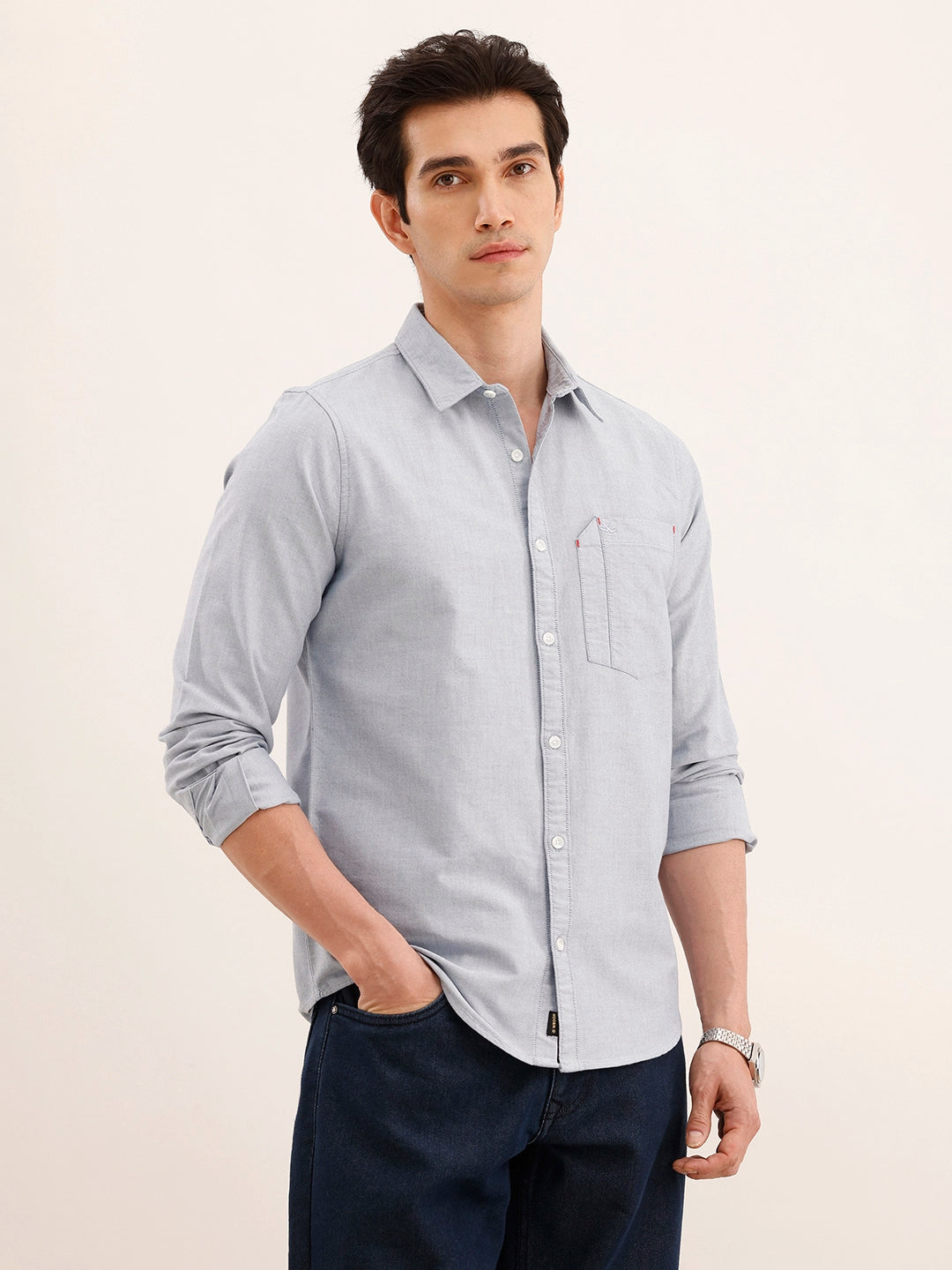 Regular Fit Solid Shirt | Blue