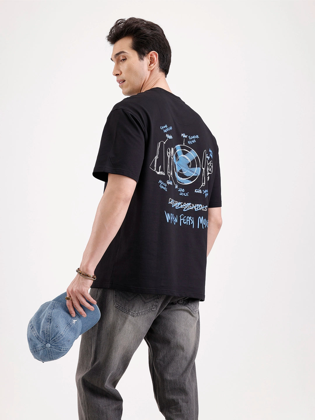 Classic Back Printed Oversized T-Shirt   |  Black