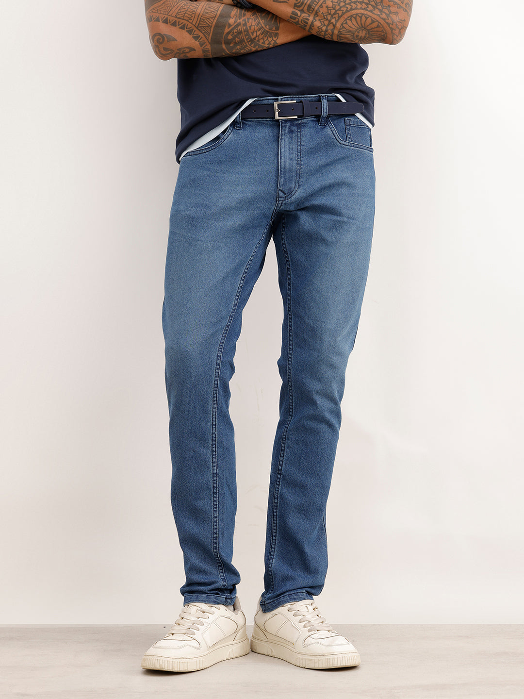 Solid Slim Fit Denim Jeans | Dark Blue