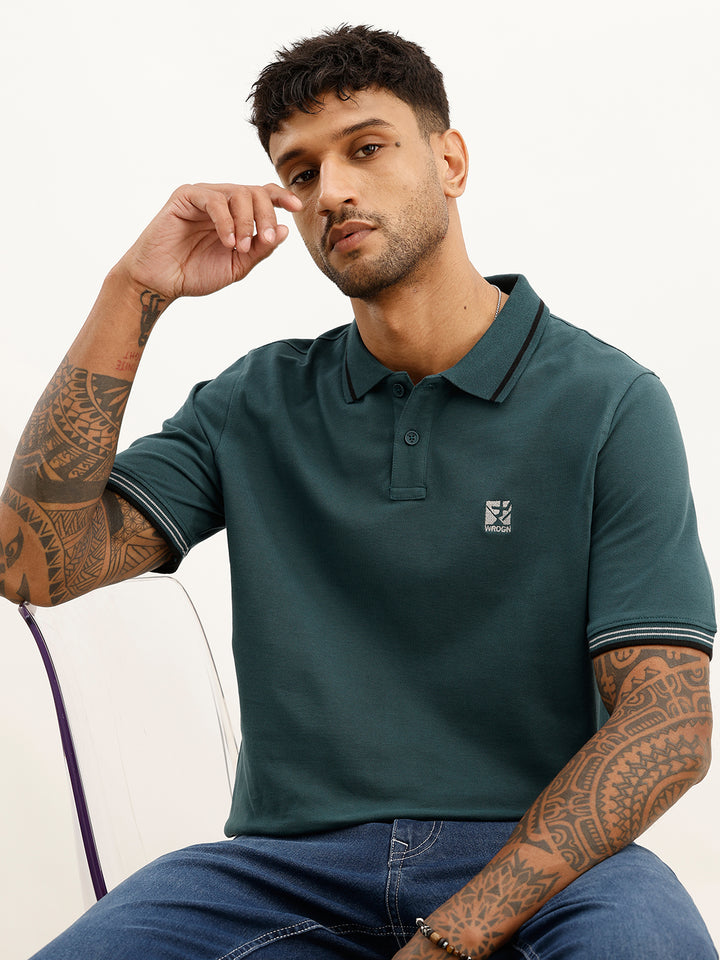 Slim Fit Tipping Collar Polo T-Shirt | Green