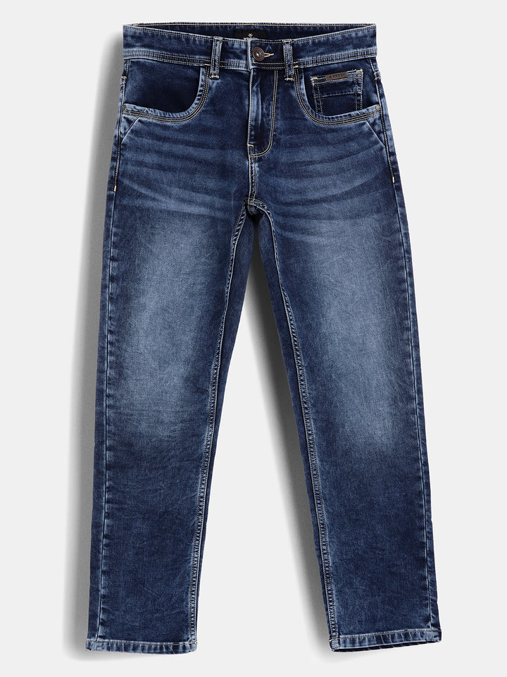 Faded Straight Fit Denim Jeans | Blue