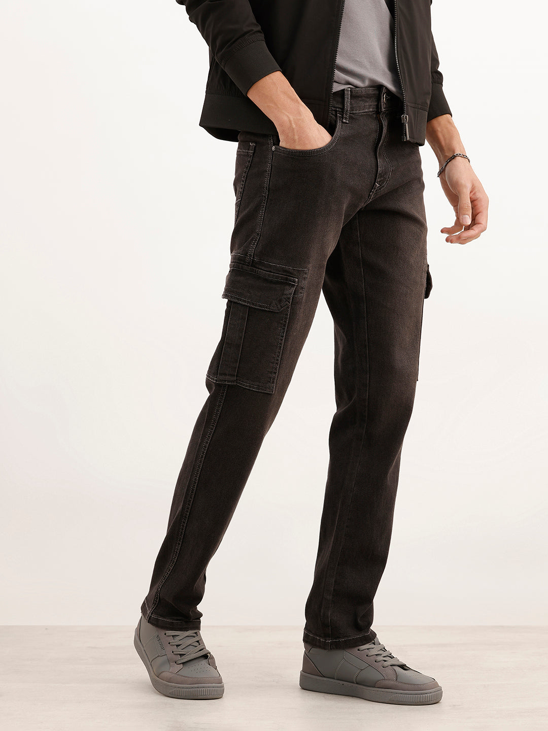 Classic Straight Fit Denim Cargo | Grey