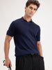 Slim Fit Flat Knit Polo T-Shirt | Navy