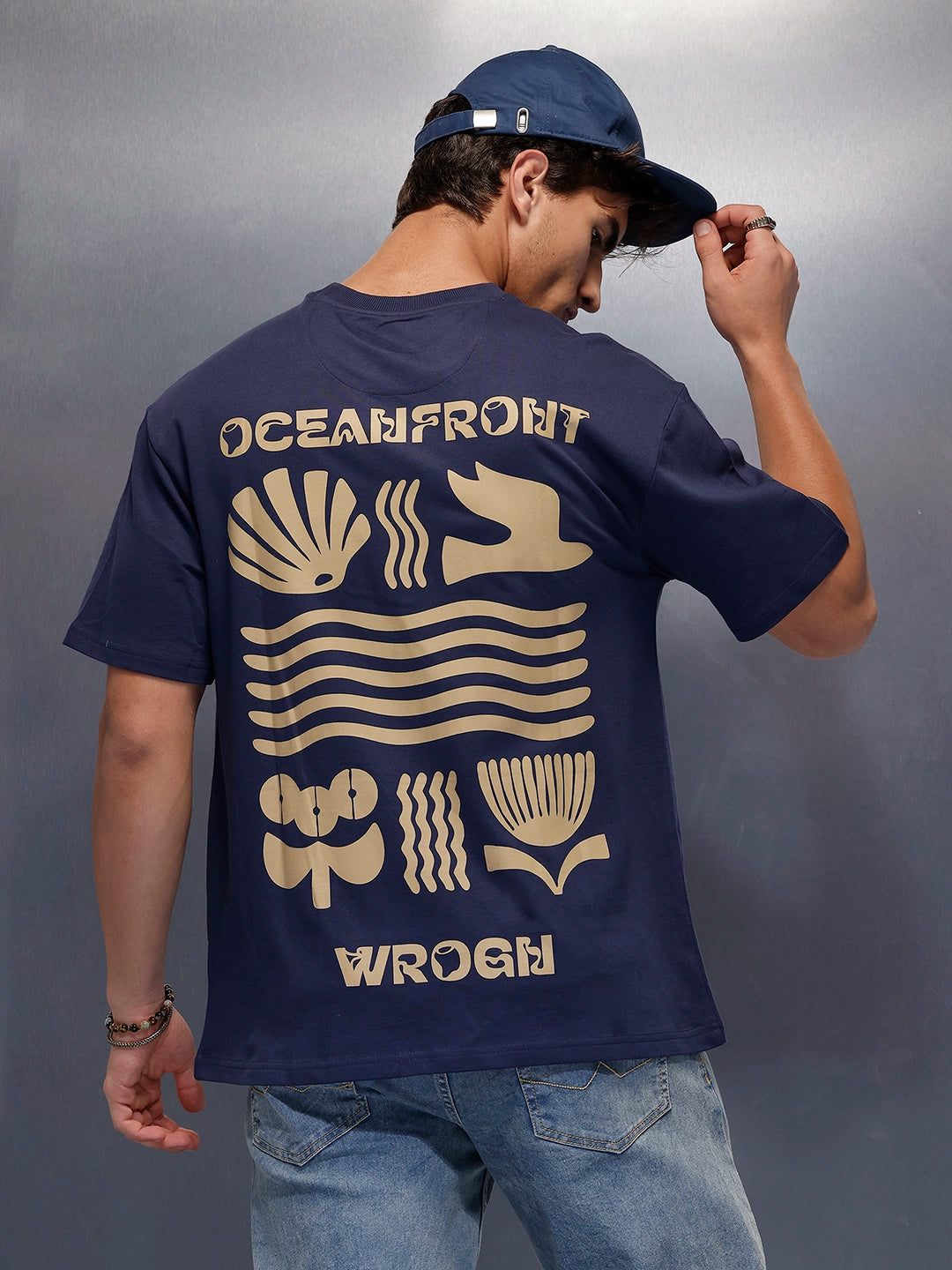 Classic Back Printed T-Shirt   |  Navy Blue