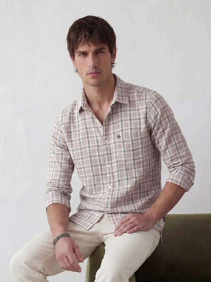 Classic Checkered Full Sleeve Shirt | Brown
