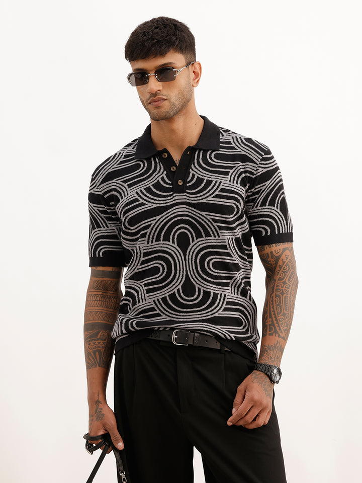 Classic Comfort Fit Jacquard Shirt | Black