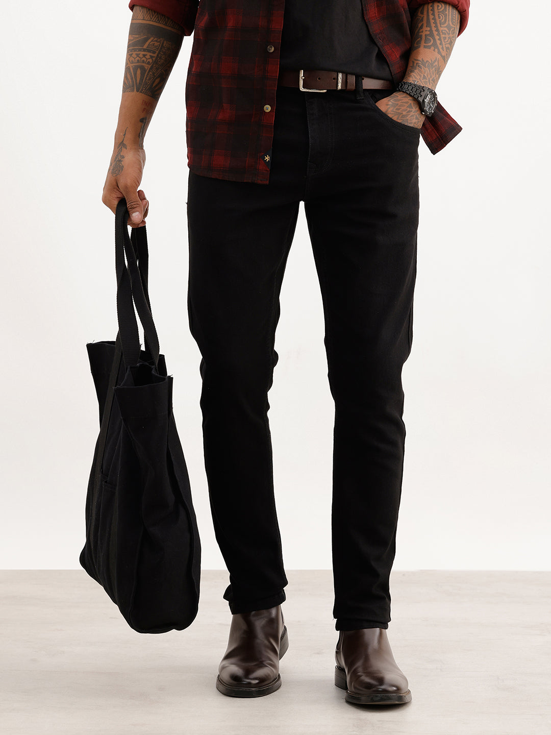 Solid Skinny Fit Denim Jeans | Black