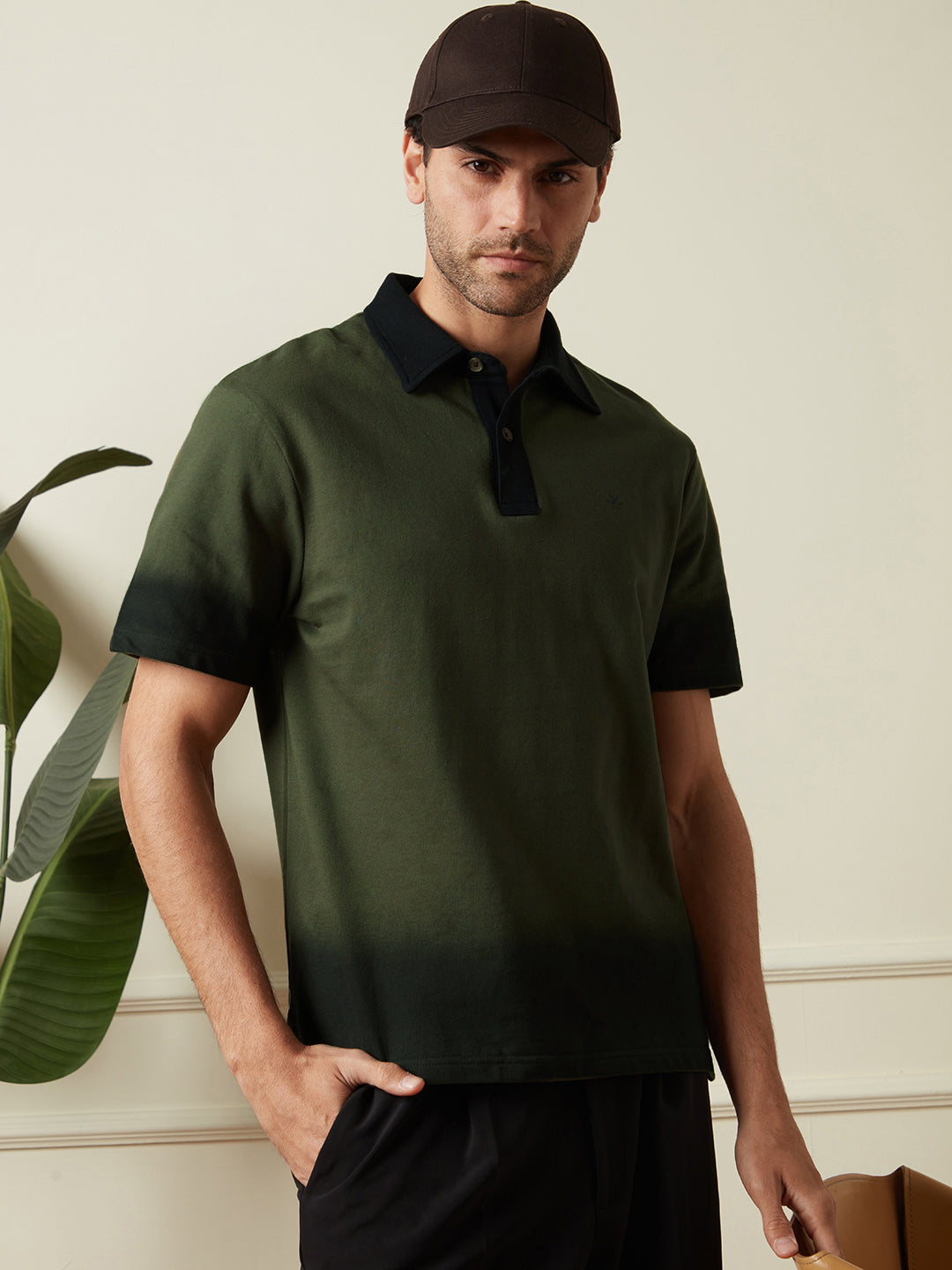 Olive Blend Washed Polo T-Shirt