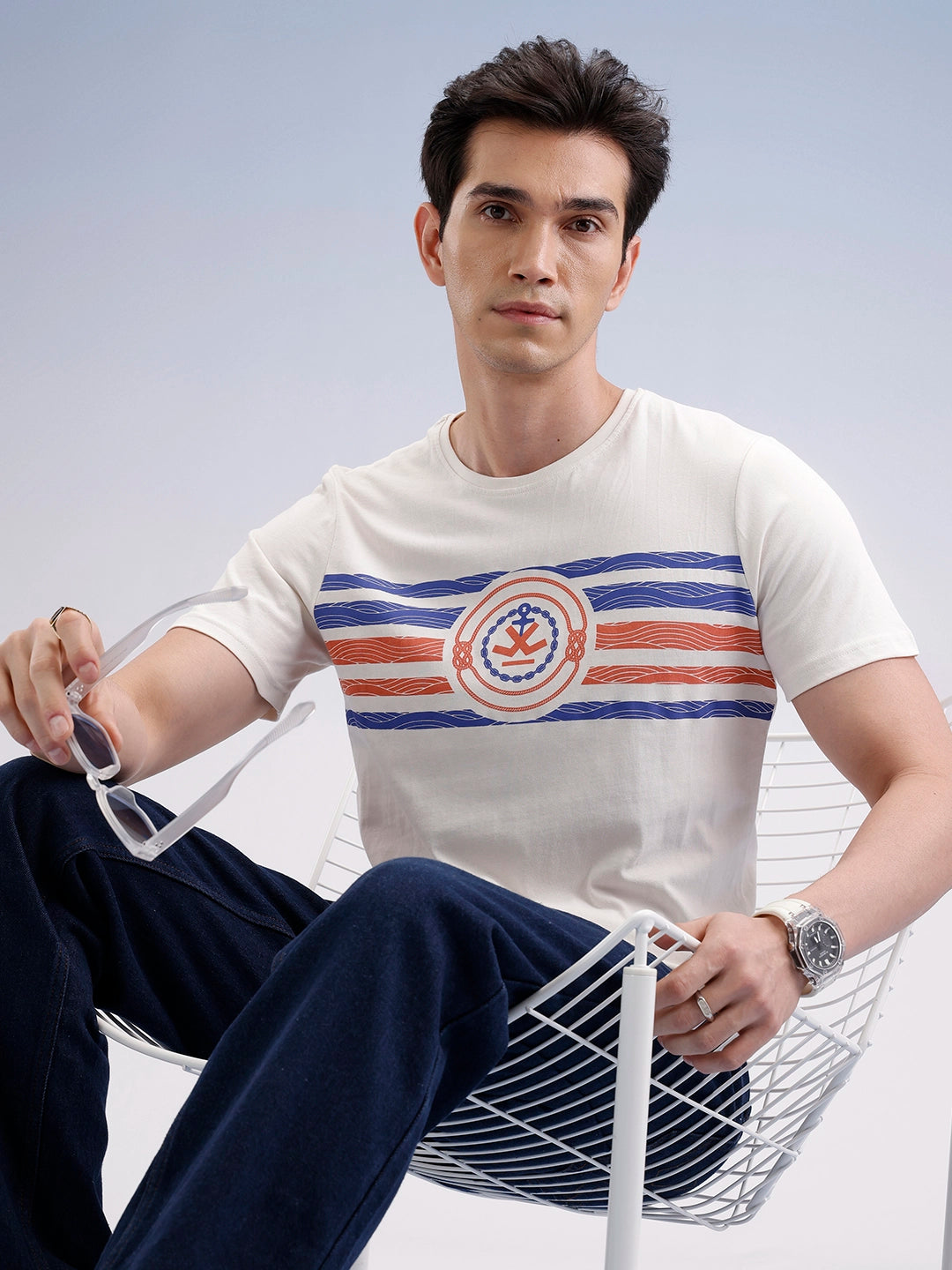 Slim Fit Classic Placement Printed T-Shirt  | Off White