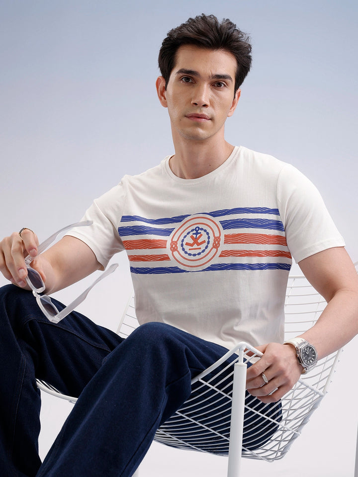 Slim Fit Classic Placement Printed T-Shirt  | Off White