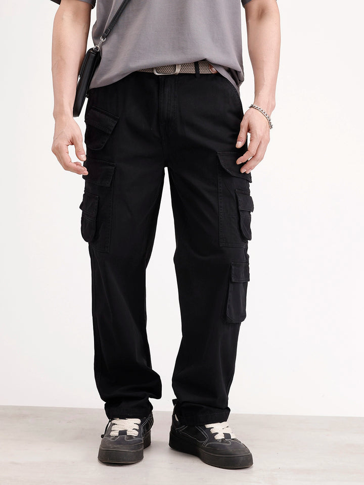 Loose Fit Cargo Trouser | Black