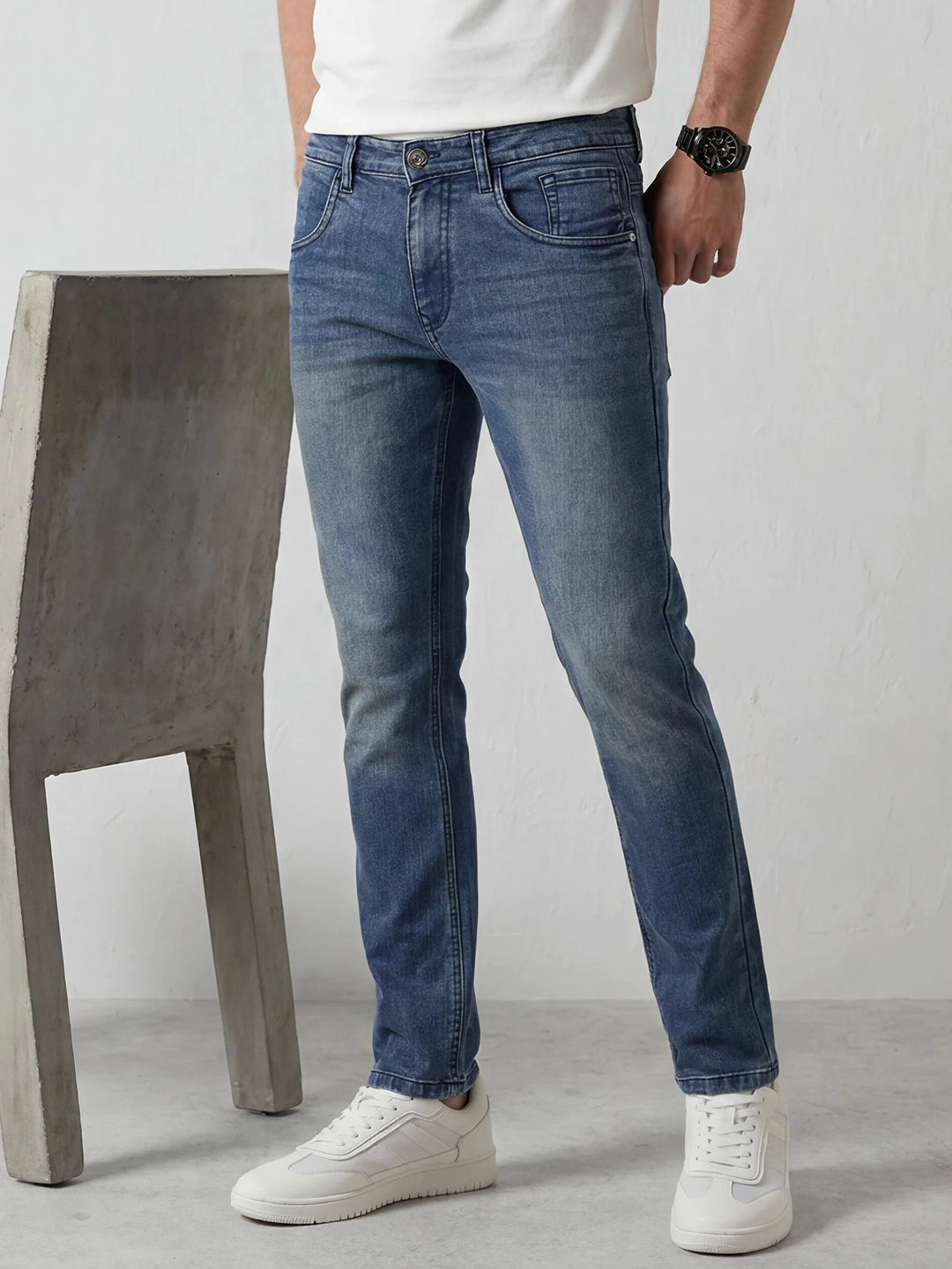 Straight Fit Denim Jeans | Light Blue