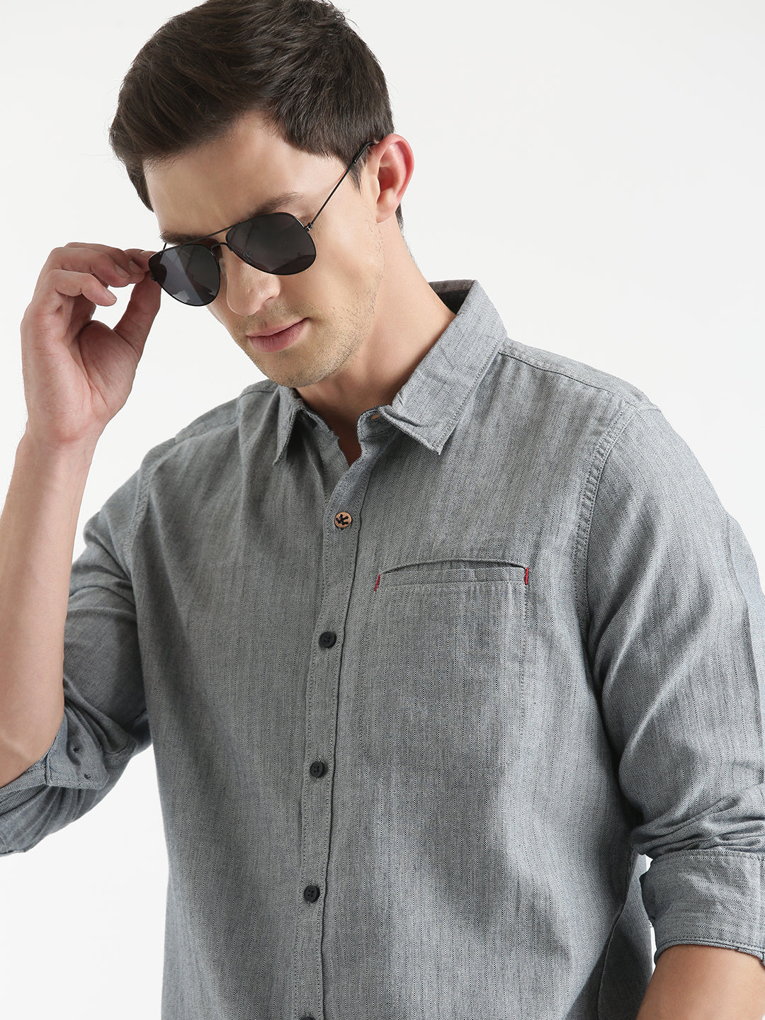 Solid Slim Fit Cotton Shirt