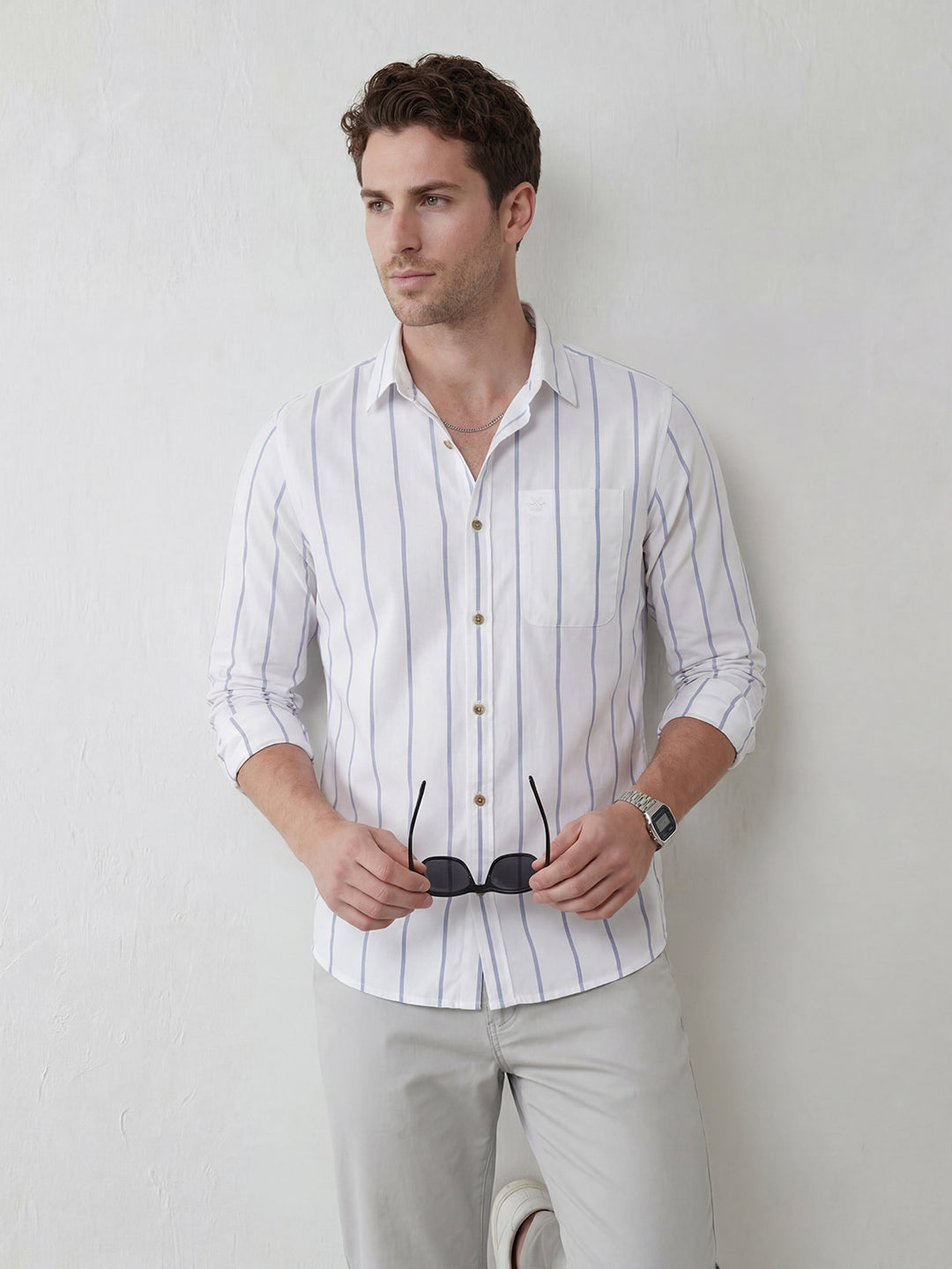 Classic White Stripes slim fit shirt | White