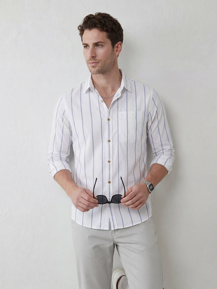Classic White Stripes slim fit shirt | White