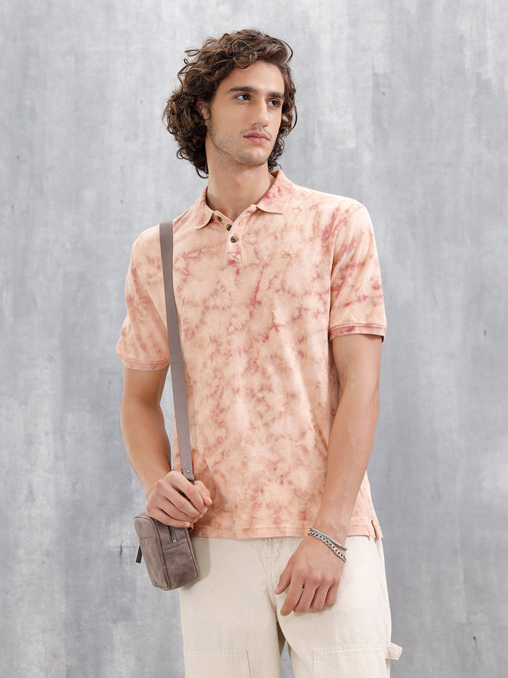 Marble Tie & Dye Comfort Fit T-Shirt | Maroon