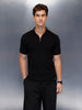 Men’s textured zip polo tshirt | Black
