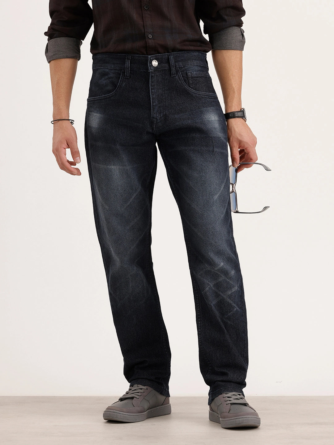 Relaxed Fit Faded Denim Jeans | Blue