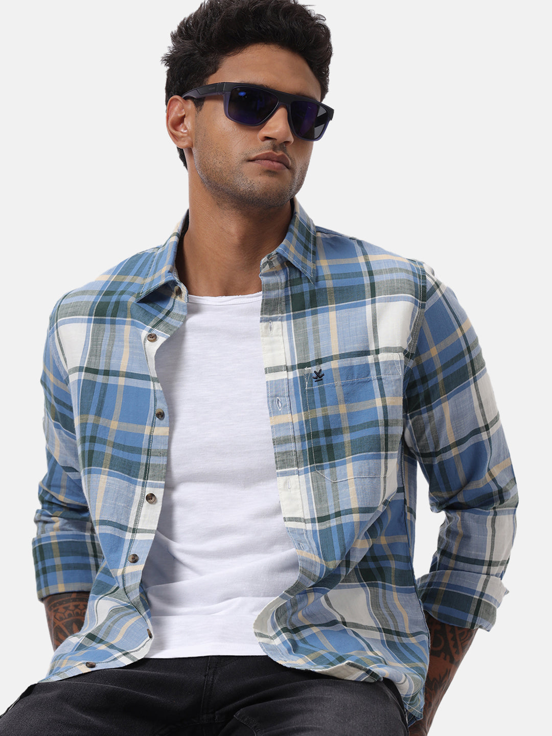 Blue Merge Checked Shirt